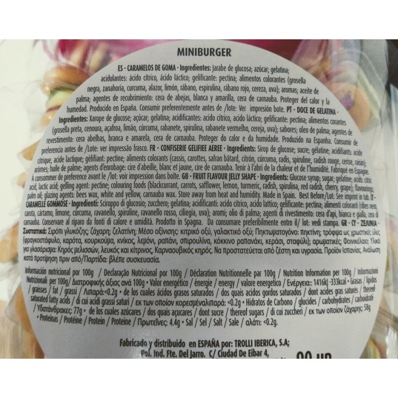 Mini Hamburguesa de Gominola ingredientes