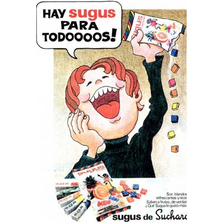 Sugus Caramelos Blandos Masticables cartel antiguo Sugus Caramelos Blandos Masticables cartel antiguo