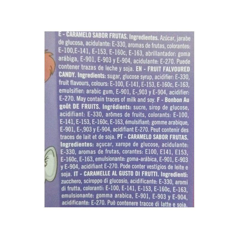 Información Nutricional Caramelos Caravan