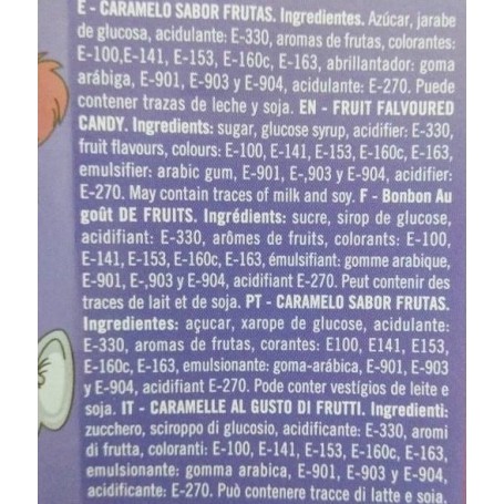 Información Nutricional Caramelos Caravan Información Nutricional Caramelos Caravan