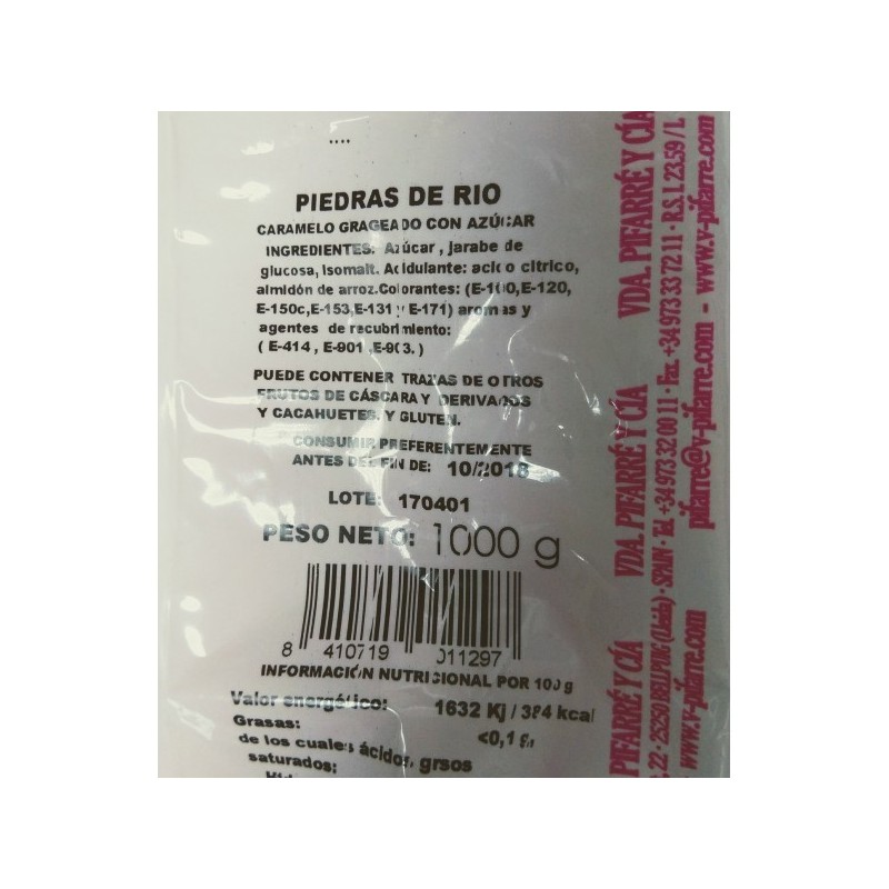 Información Nutricional Piedras de Rio