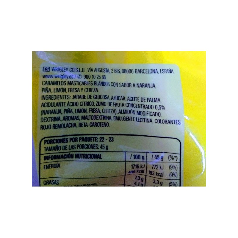 Sugus caramelo masticable ingredientes