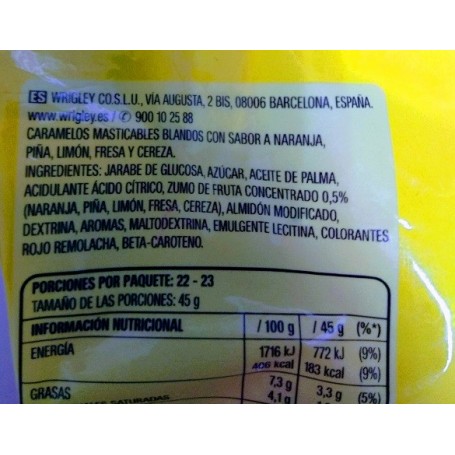 Sugus caramelo masticable ingredientes Sugus caramelo masticable ingredientes
