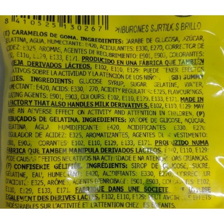 Tiburones Colores de Gominola ingredientes Tiburones Colores de Gominola ingredientes