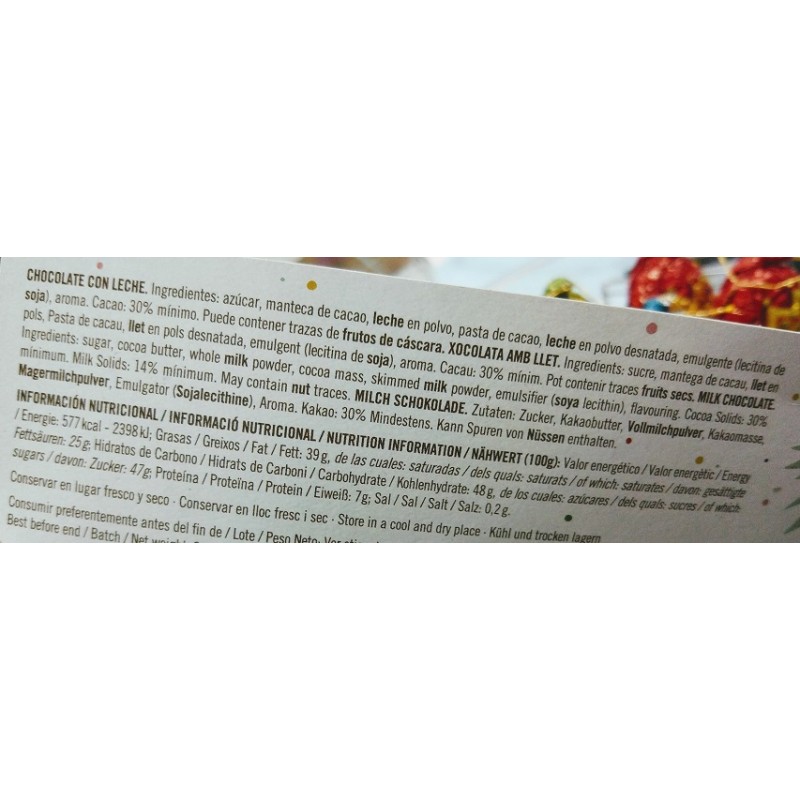 Botella de Champangne o Cava de Chocolate Mediana ingredientes