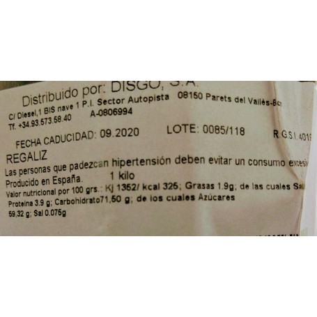Paloduz o Raíz de Regaliz Seco ingredientes Paloduz o Raíz de Regaliz Seco ingredientes