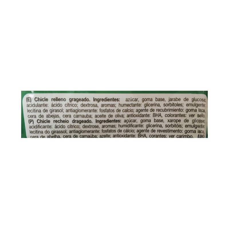 Chicle de melon ingredientes