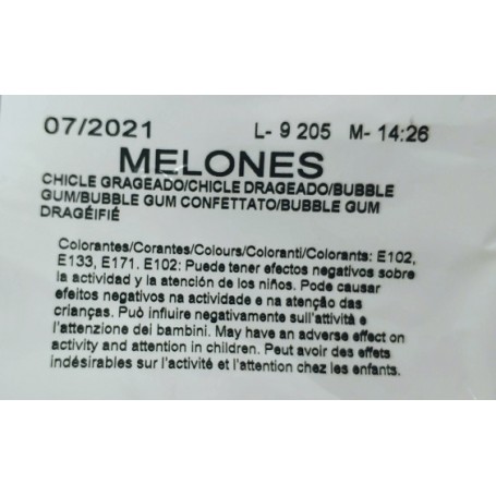 Chicle de melon colorantes Chicle de melon colorantes