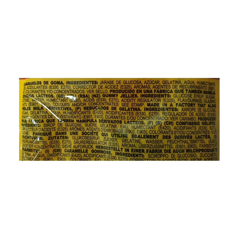 Tortugas Colores de Gominola al Peso ingredientes