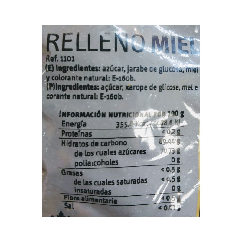 Caramelos Rellenos de Miel Gerio ingredientes