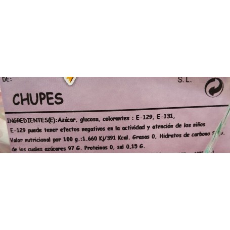 Chupete Caramelo Artesano Mediano ingredientes Chupete Caramelo Artesano Mediano ingredientes