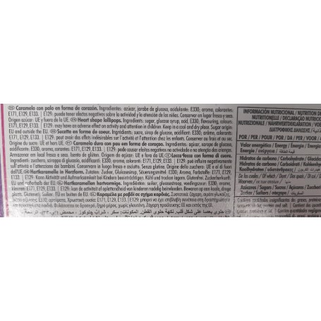 Piruletas de Corazón  Unicornio Fiesta Sabor Algodon de Azucar ingredientes