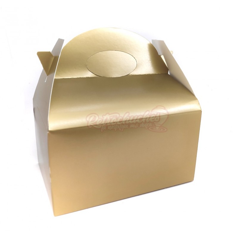 Caja de carton vacia de color oro o dorado liso