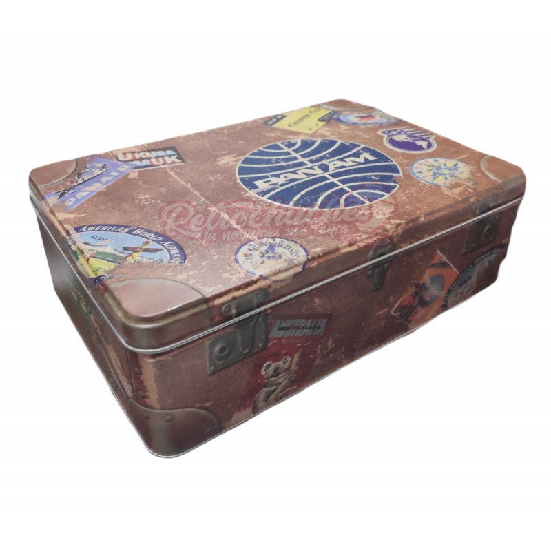 RetroPack mediano de chuches y juguetes en Caja Metálica de Maleta Panam