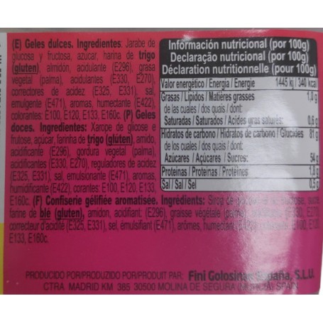 Lenguas Regaliz sabor Sandía ingredientes