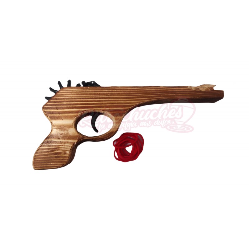 Pistola de madera con gomillas