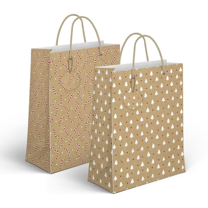 Bolsas de Regalo Navideñas en Color Kraft para tus regalos