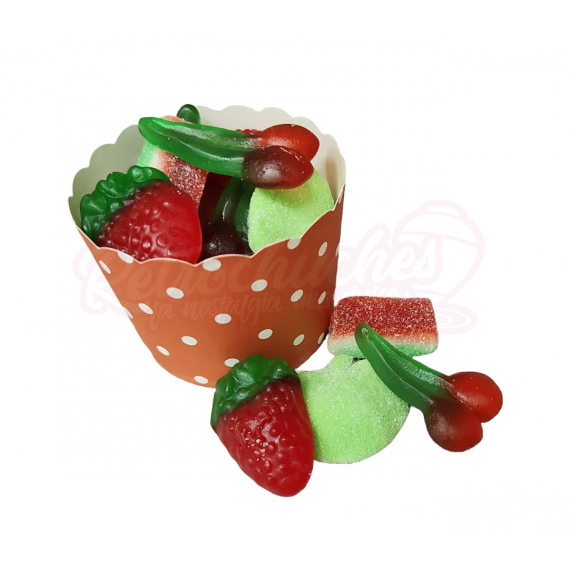 Cupcake Vaso de Chuches Rojo y Verde