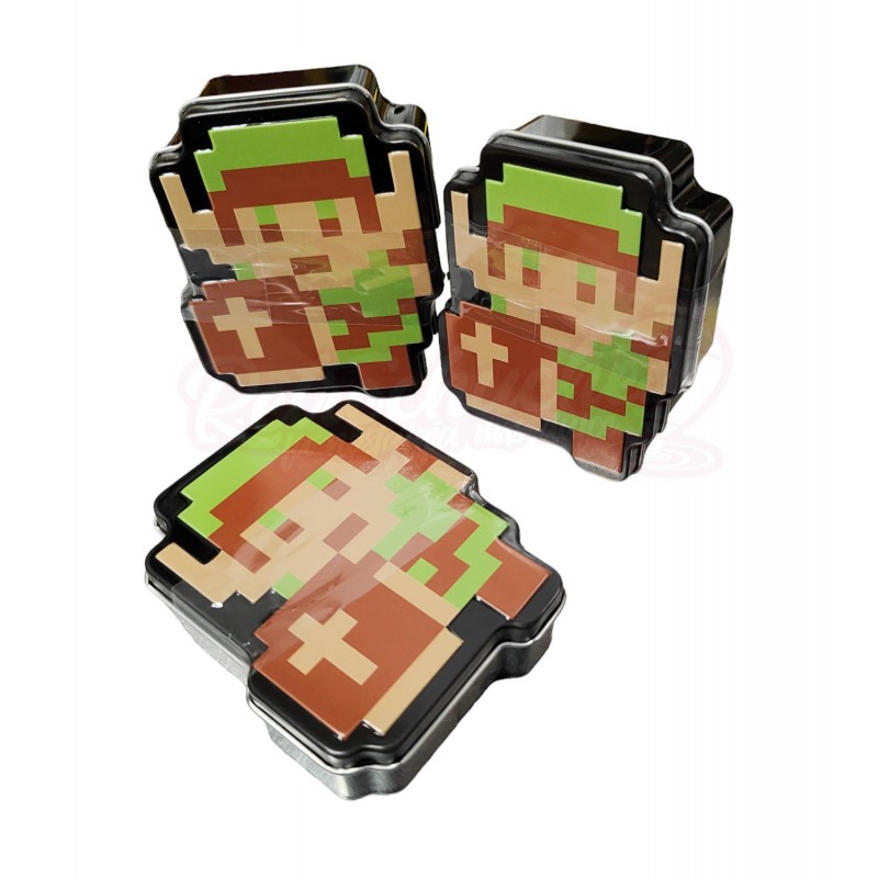 Caja Metal Link Pixel Zelda con Caramelos Espadas de Naranja