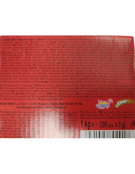 Chicle Tutti Frutti con las mejores calcamonías o Tattoos monstruosos Chicle Tutti Frutti con las mejores calcamonías o Tattoos monstruosos