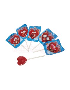 Piruleta  de corazón sabor fresa, la de toda la vida.