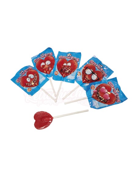 Piruleta  de corazón sabor fresa, la de toda la vida.