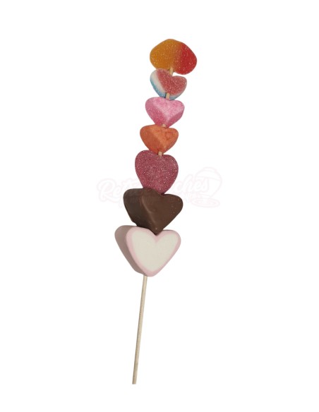 Brocheta de chuches Flecha de Cupido corazones