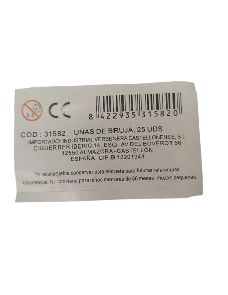 Uñas de bruja baratija juguete Uñas de bruja baratija juguete