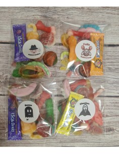 Bolsa de chuches con etiqueta terrorífica para un Halloween genial